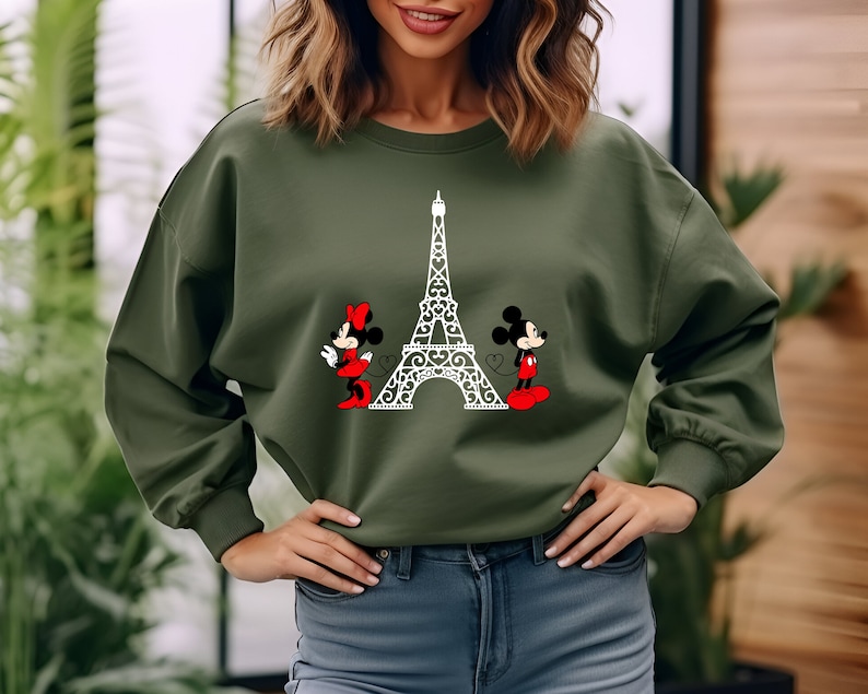 Disneyland Paris Mickey Minnie Sweatshirt, Eiffel Tower Mickey Minnie Crewneck, Disney Paris Vacation Shirt, Paris Family Trip Match Clothes image 2