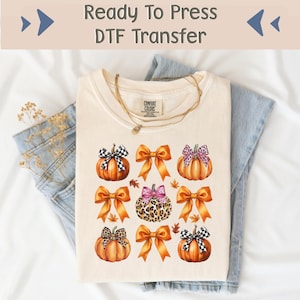 Coquette Bow DTF Transfer, Leopard Pumpkin Coquette, Fall Thanksgiving Ready To Press, Pumpkin Image Transfer, Thanksgiving DTF, Trendy Fall