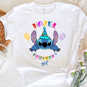 Aangepaste steek verjaardagsshirt, Disney feestshirt verjaardag meisje, verjaardag familiewedstrijd shirt, gepersonaliseerd kinderverjaardagsshirt, Disneyland Bday