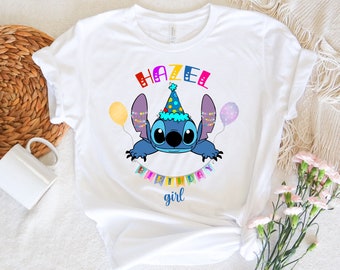 Custom Stitch Birthday Shirt, Disney Birthday Girl Party Shirt, Birthday Family Match Shirt, Personalized Kids Birthday Tee, Disneyland Bday