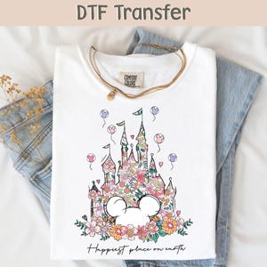Disney Floral Castle Dtf, Disney Princess Castle DTF Transfer, Girl&#39;s Disney Dtf, Disneyland Transfer, Magic Kingdom DTF, Women&#39;s Disney Dtf