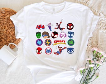 Camiseta de Spidey y sus increíbles amigos, camiseta de Ghost Spider, Miles Morales, camiseta Spin, camiseta de Spider para mujer, camiseta de Spidey de Disney, Disney Friends WDW
