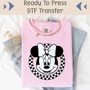 ディズニーミニーマウスDTF転送、レトロミニーマウスDTF、クラシックミニーDTF、ディズニーランドミニー画像転送、ディズニーヴィンテージミニーDTF