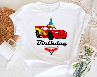 Benutzerdefinierte Lightning McQueen Geburtstag Shirt, Autos Charaktere Bday Jungen Shirt, Autos Familie Passende Geburtstag Shirt, Disneyland Cars Gruppe Shirts