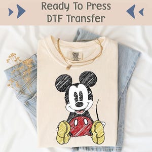 Disney Mickey DTF Transfer, Disneyland DTF, Disney Ready To Press, Mickey Image Transfer, Disney DTF, Sketch Mickey Design Iron Press