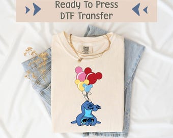 Stitch Mickey Balloons DTF Transfer, Disney Stitch DTF, Disneyland Ohana DTF, Disney Ready To Press, Stitch Image Transfer, Disneyworld Dtf