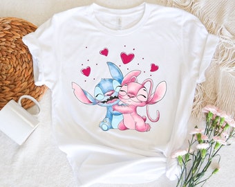 Camiseta de Disney Stich Angel, camiseta de pareja a juego de Disneyworld, camiseta familiar de Stich, camiseta divertida de Stitch, camiseta Love Stitch, camiseta Ohana de Disney