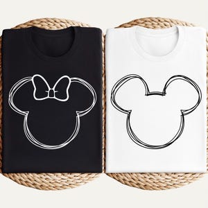 Einfaches Micky Shirt, Minnie Skizze Shirt, Disney Mickey Minnie Shirt, Disneyland Reise Shirt, Disney Familien Urlaub Shirts, Disney Crew T-Shirt