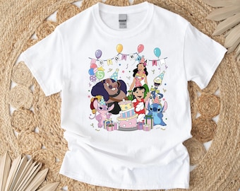 Camiseta de cumpleaños personalizada de Stitch, camiseta de niña para fiesta de cumpleaños, camiseta de cumpleaños personalizada, camiseta de cumpleaños familiar, camiseta de cumpleaños personalizada de Ohana