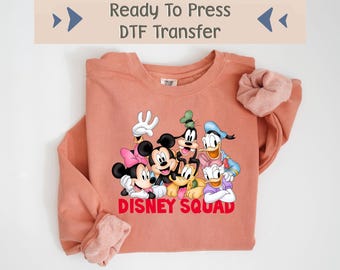 Mickey Friends DTF Transfer, Disney Squad Dtf, Disney Mickey Mouse DTF, Disney Characters DTF Ready To Press, Cute Disneyland Image Transfer