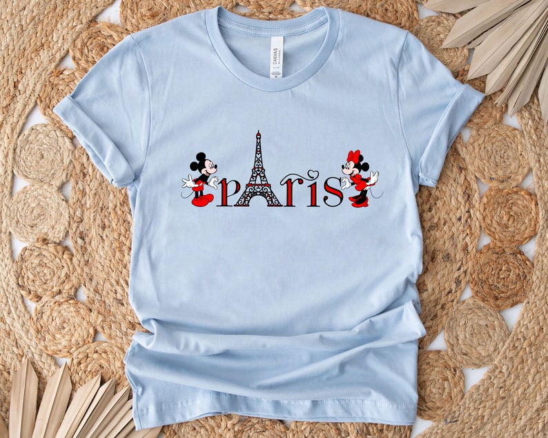 Couples Disneyland Paris Shirt, Mickey Minnie Paris Shirt, Disney Paris Trip T-Shirt, Couples Paris Vacation Shirt, Eiffel Tower Family Tee image 2