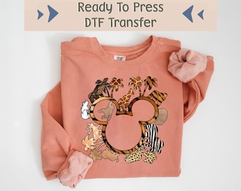 Animal Kingdom DTF Transfer, Disney Safari DTF, Disney Ready To Press, Mickey Ears Image Transfer, Disney Leopard Print, Disney Animal Dtf