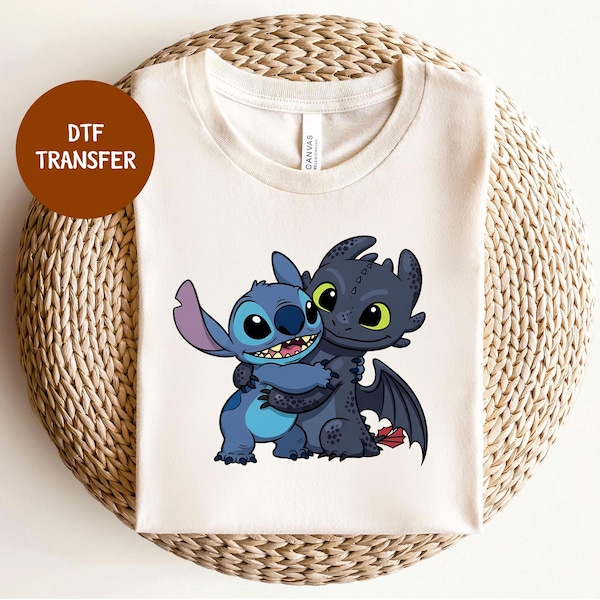 Trasferimento DTF di Stitch e Sdentato, Disneyland DTF, Sdentato DTF, Trasferimento di Stitch, Disney Friends DTF, Ohana DTF, Dragon Trainer