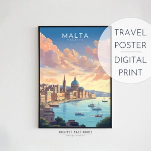 Malta Valetta Travel Print. Digital Poster, Downloadable Home Decor Wall Art for Instant Download on Etsy.