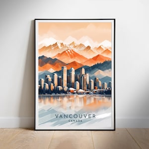 Vancouver Retro Reise Poster, druckbare digitale Wandkunst, Instant Download, hängende Dekoration, neues Zuhause Geschenk