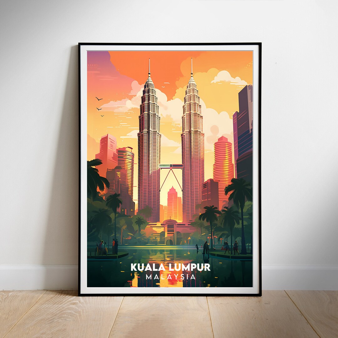 Malaysia Travel Poster Digital Wall Print Art, Kuala Lumpur, Instant