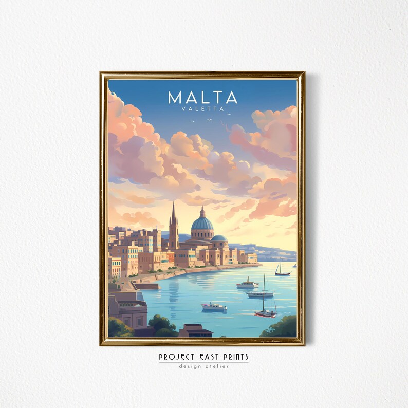 Malta Valetta Travel Print. Digital Poster, Downloadable Home Decor Wall Art for Instant Download on Etsy.