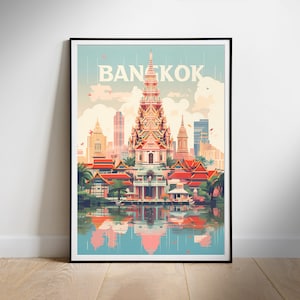 Bangkok travel poster Digital Wall Print Art, Thailand, Instant Download