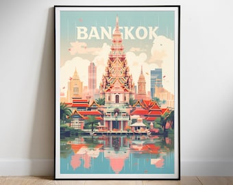 Affiche de voyage Bangkok Digital Wall Print Art, Thaïlande, Téléchargement instantané