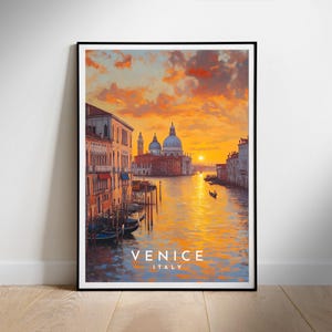 Printable digital wall art, Venice Italy Retro Travel Poster, Instant Download, Hanging decor, New Home Gift