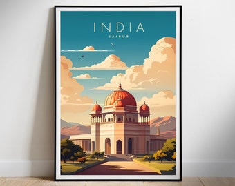 Póster de viaje a la India: Impresión artística retro de Jaipur (descarga digital)