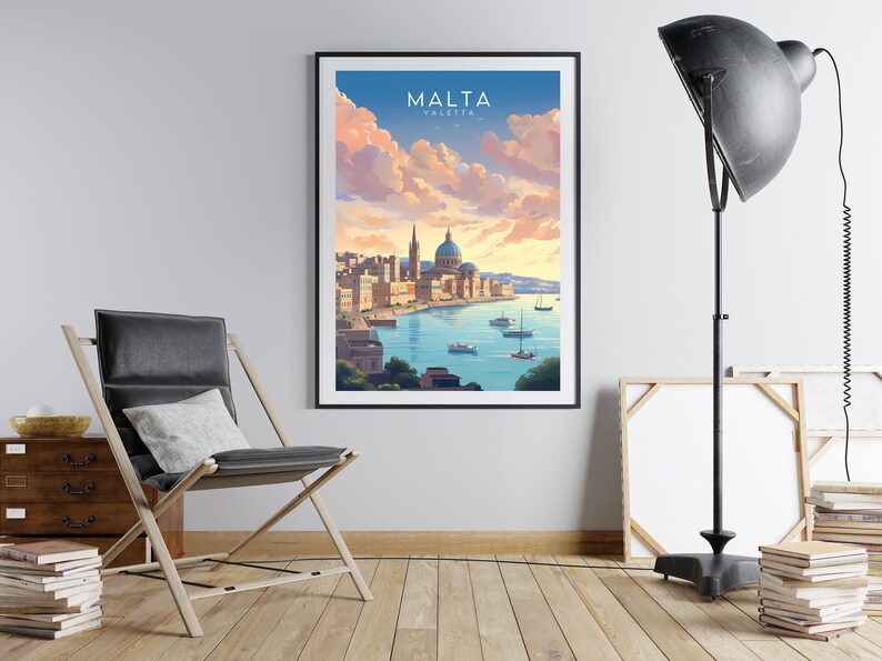 Malta Valetta Travel Print. Digital Poster, Downloadable Home Decor Wall Art for Instant Download on Etsy.