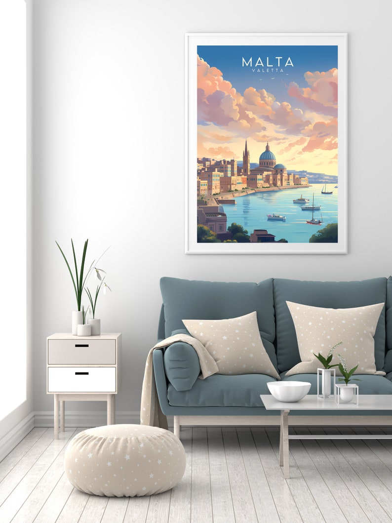 Malta Valetta Travel Print. Digital Poster, Downloadable Home Decor Wall Art for Instant Download on Etsy.