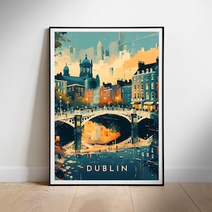 Dublin Irland Reiseplakat Digitaldruck, minimalistische herunterladbare Wandkunst, sofortiger Download