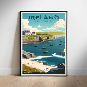 Ireland Retro Travel poster, Digital Print, Downloadable Home Decor Wall Art, , Aran Islands, Instant Download