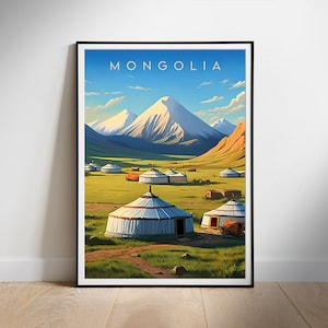 Mongolia Travel Print, Digital Wall Travelling Poster Art, Instant Download