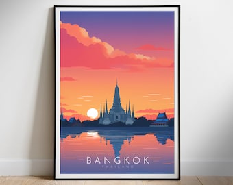 Bangkok Thailand Travel Poster: Minimalist Wall Art (Digital Download)