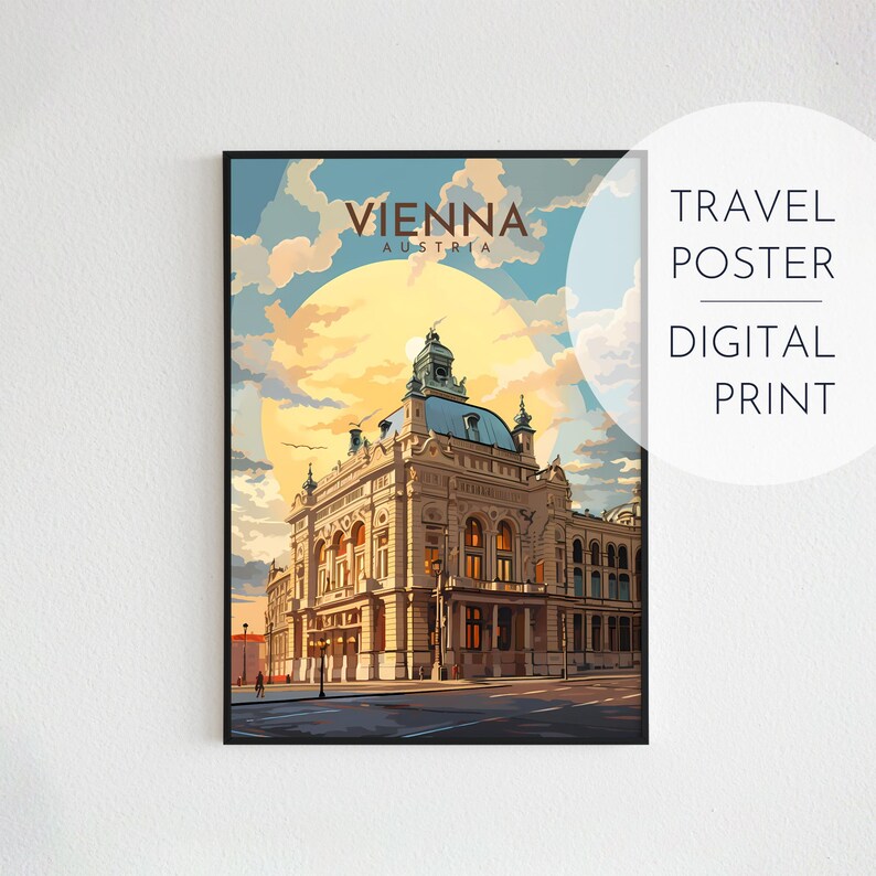 Vienna, Austria Travel Print. Downloadable Home Decor Wall Art for Instant Download. Digital Poster on Etsy.