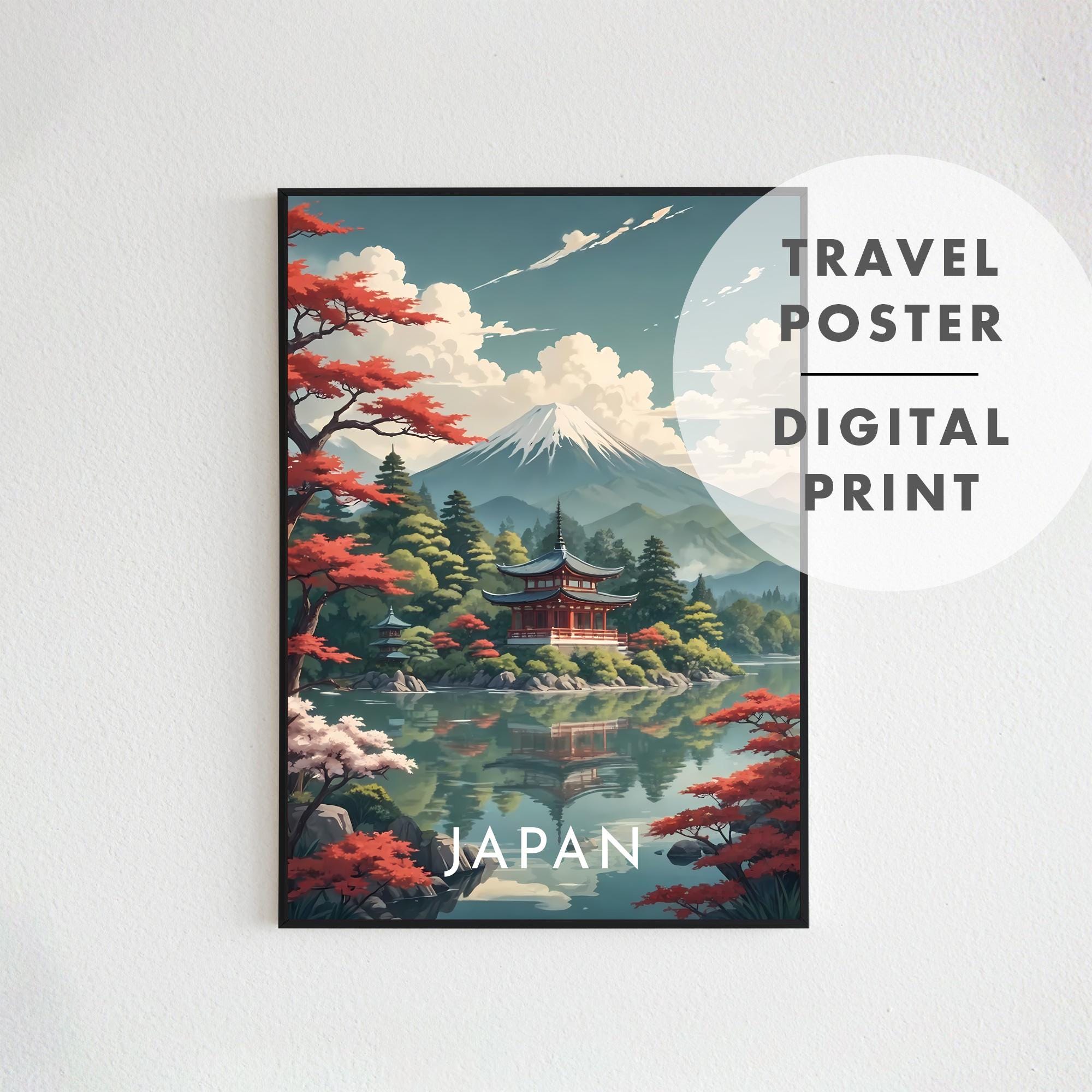 Japan Retro Travel Poster, Instant Download Digital Wall Print Art of ...