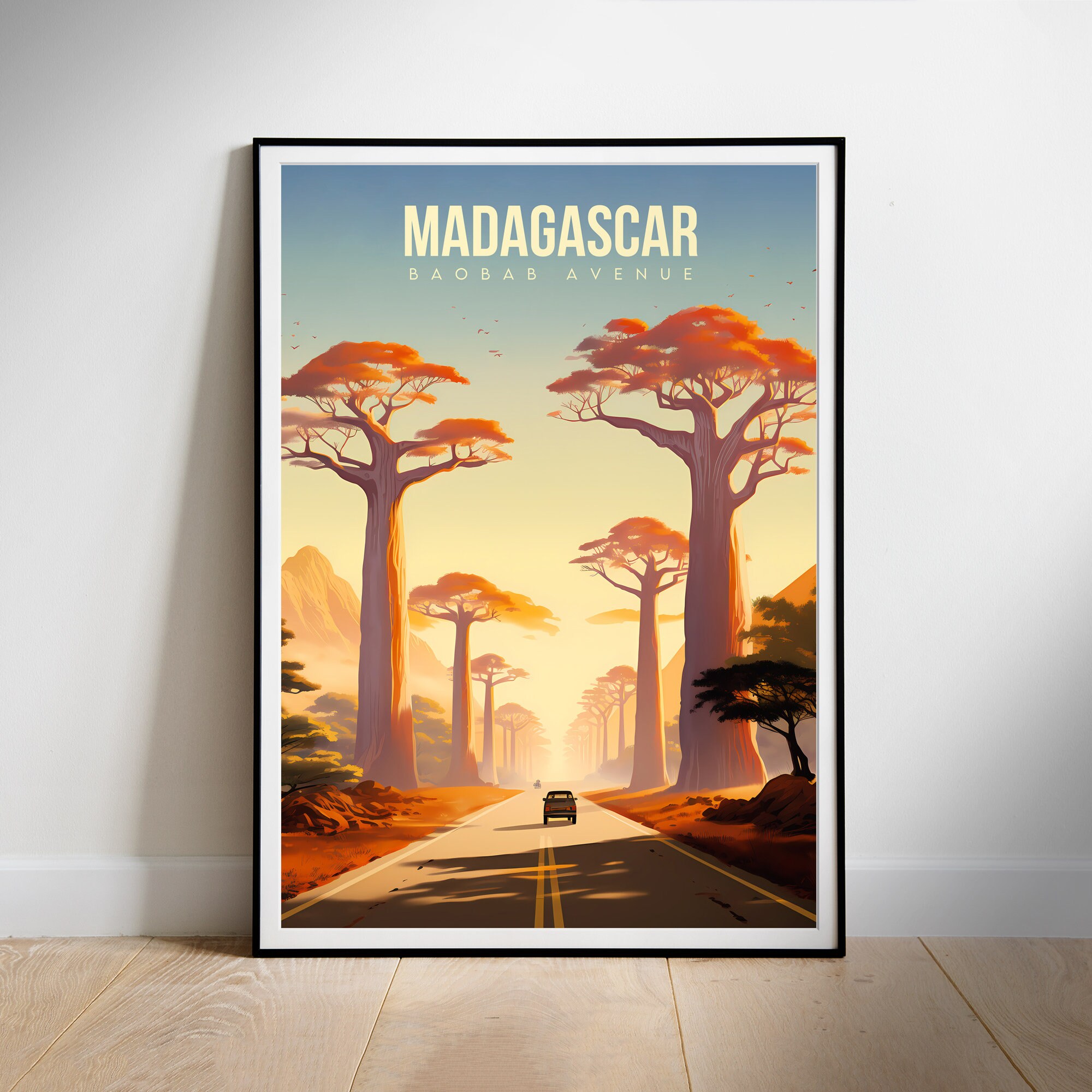Madagascar Travel Poster Retro Downloadable Poster of Baobab Avenue ...