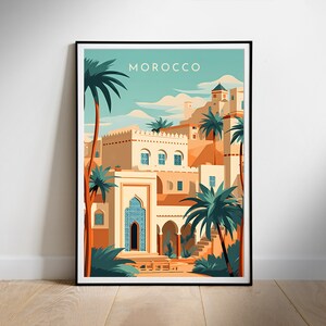 Druckbare digitale Wandkunst, Marokko, Retro Reise Poster, Sofort Download, hängende Dekoration, Geschenk für ein neues Zuhause