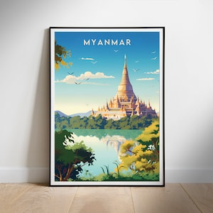 Póster de viaje de Myanmar, impresión digital para pared, descarga instantánea, regalo para el nuevo hogar