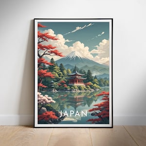 Póster de viaje retro de Japón, impresión digital de pared de descarga instantánea, arte de Kioto