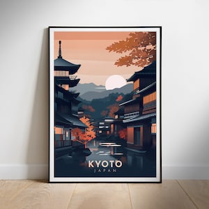 Digitaldruck Retro Reise Poster, Instant Download Digital Wall Print Art von Kyoto, Japan
