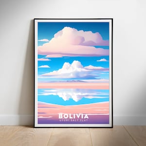 Póster de viaje de Bolivia, impresión digital para pared, Salar de Uyuni, arte decorativo para el hogar para descarga instantánea