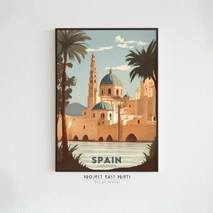 Spain Retro Travel Poster, Digital Print Wall Art of Cordoba, Instant Download