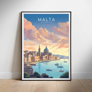 Malta Travel Print, Digital Poster, Valetta , Downloadable Home Decor Wall Art, Instant Download