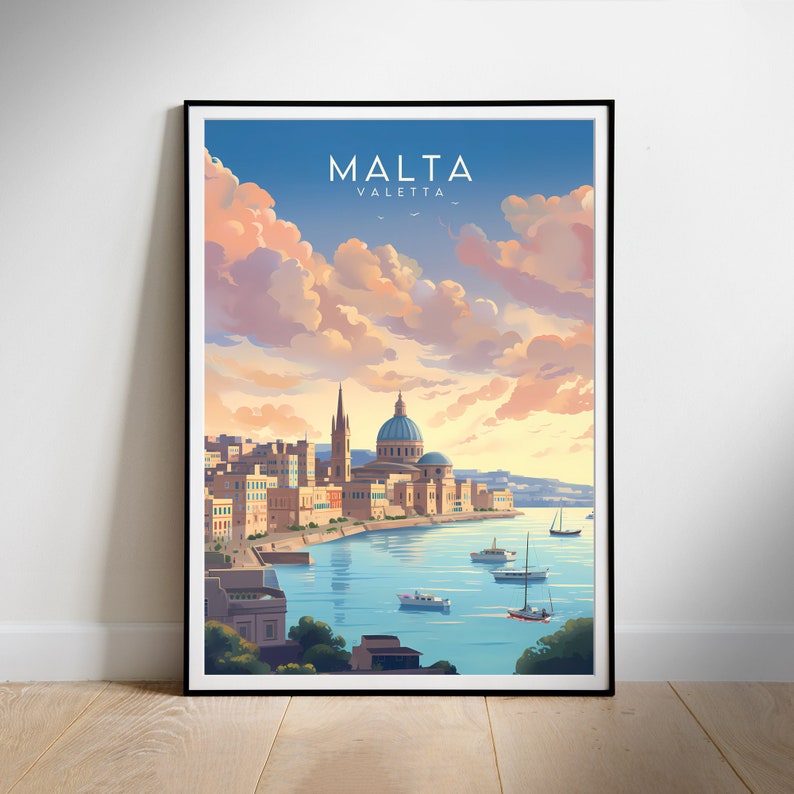Malta Valetta Travel Print. Digital Poster, Downloadable Home Decor Wall Art for Instant Download on Etsy.