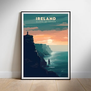 Ireland Travel poster Digital Print, Cliffs of Moher, Minimalist Downloadable Wall Art, Instant Download