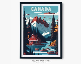 Canada Travel Poster Digital Print Retro Wall Art, Instant Download