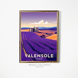 Digital Print Retro Travel Poster of Valensole, France, Instant Download Wall  Art