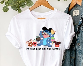 Estoy aquí por los bocadillos, camiseta de Disney Stitch, camiseta de Lilo y Stitch, camiseta de Ohana, orejas de Mickey, camiseta de viaje familiar de Disney, camiseta de Disneyworld