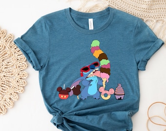 Camiseta de Disney Park Snacks, Lilo y Stitch, Stitch Snacks, Ohana, Mickey y Stitch con orejas, Viaje familiar a Disney