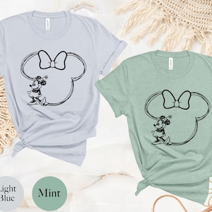 Minnie Skizze Shirt, schlichtes Disney Shirt, Damen Disney Shirts, Disney Gruppe Shirts, Disney Familie Shirt, Disney passende Shirts