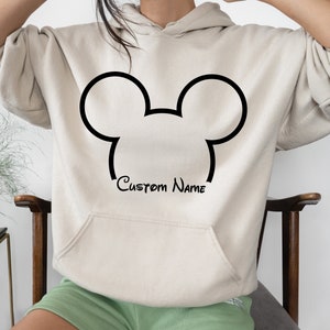 Custom Name Disney Sweatshirts, Unisex Disney Sweatshirts, Simple Disney Hoodie, Disney Family Matching Sweater, Mickey Ears Sweatshirt