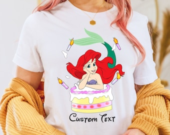 Chemise anniversaire princesse Ariel, chemise anniversaire personnalisée, chemise petite sirène, anniversaire fille, chemise Disney Ariel, chemise fête à thème princesse
